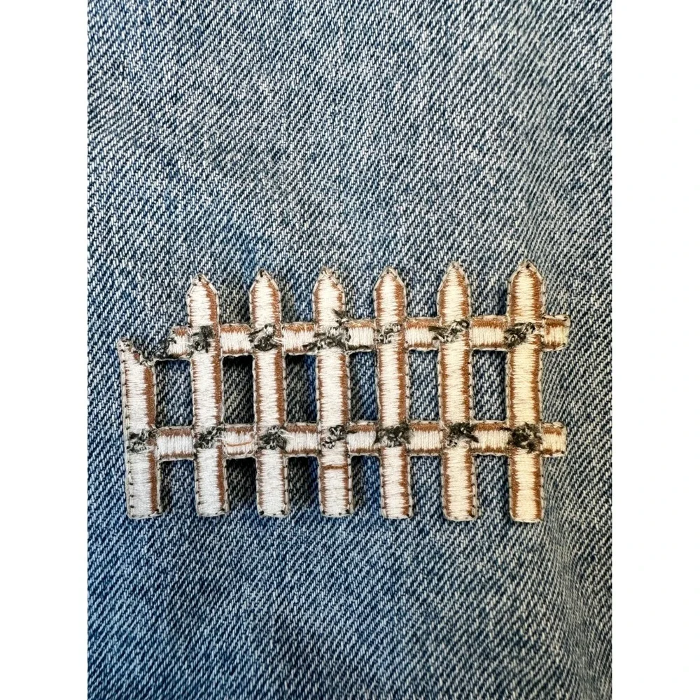 Wood Brown Fence Iron On Embroidered Patch Applique DIY Craft Embellishment‎